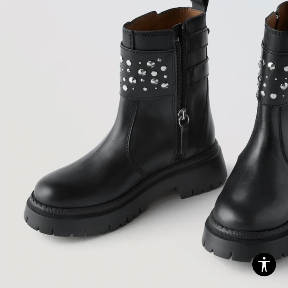 Zara Kids Studded Ankle Boots - Picture 3 of 7
